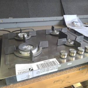 NEW KLEENMAID 600MM SLIMLINE S/STEEL GAS COOKTOP 4 BURNER MODEL GCT6020 WITH 2 YEAR WARRANTY RRP$1249 **DISPLAY MODEL WITH SOME MISSING CAPS & BURNERS SOLD AS IS WINNING BIDDER WILL NEED TO BUY AS SPARE PARTS**