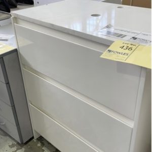 EX DISPLAY - LUSH FLOOR VANITY 3 DRAWER 750MM WITH WHITE STONE TOP SOLD AS IS