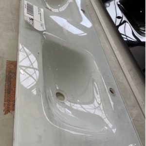 EX DISPLAY - 1500MM WHITE GLASS VANITY BENCH TOP WHT-1500