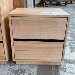 EX DISPLAY - LUNA NATURAL TIMBER 2 DRAWER BEDSIDE TABLESOLD AS IS