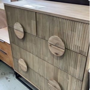EX DISPLAY - TIMBER TALLBOY 5 DRAWER SOLD AS IS