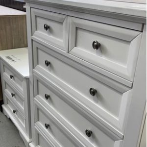 EX DISPLAY - WHITE AKIRA 6 DRAWER TALLOBY SOLD AS IS