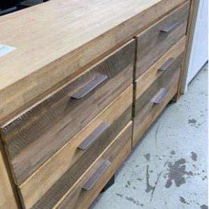 EX DISPLAY - TIMBER 6 DRAWER DRESSER SOLD AS IS