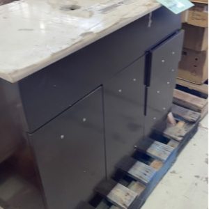900MM FREESTANDING BROWN VANITY WITH WHITE STONE TOP