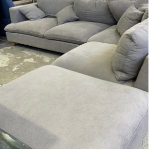 EX DISPLAY GREY UPHOLSTERED OVERSIZE CORNER COUCH SOLD AS IS