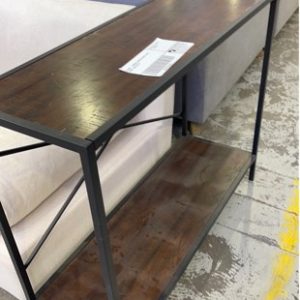 EX HIRE - TIMBER & METAL SMALL HALL TABLE SOLD AS IS