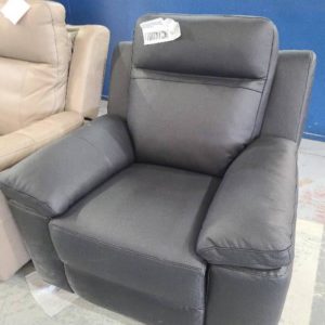 BRAND NEW MONICA BLACK LEATHER THEATRE THICK LEATHER RECLINER ARM CHAIR SOLD AS IS