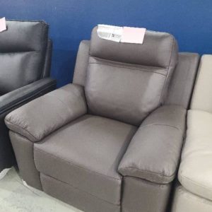 BRAND NEW MONICA ESPRESSO LEATHER RECLINER ARM CHAIR SOLD AS IS