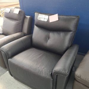 BRAND NEW ENCORE BLACK LEATHER ELECTRIC RECLINER ARM CHAIR SOLD AS IS