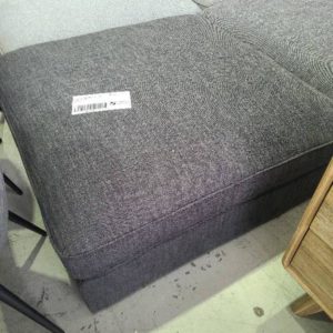 BRAND NEW SALTA GREY FABRIC LARGE SQUARE OTTOMAN SOLD AS IS