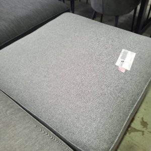 BRAND NEW SALTA GREY FABRIC LARGE SQUARE OTTOMAN SOLD AS IS