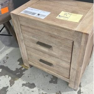 EX DISPLAY SIENNA 2 DRAWER BEDSIDE TABLE ACACIA TIMBER