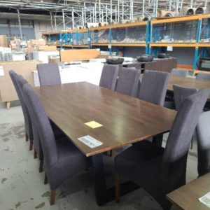 EX DISPLAY ZEREN 2550 DINING TABLE WITH 8 CHARCOAL DINING CHAIRS