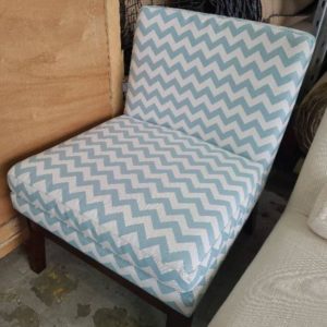 EX-HIRE BLUE & WHITE STRIPED CHAIR SOLD AS IS