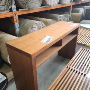 EX-HIRE TIMBER 1300MM WIDE HALL TABLE SOLD AS IS