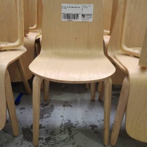 EX-HIRE LIGHT OAK TIMBER DINING CHAIR SOLD AS IS