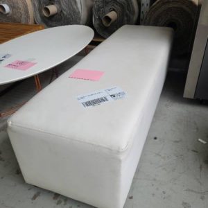EX-HIRE WHITE RECTANGULAR OTTOMAN SOLD AS IS