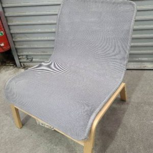 EX-HIRE SILVER FABRIC LOW CHAIR SOLD AS IS