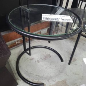 EX-HIRE ROUND GLASS SIDE TABLE SOLD AS IS
