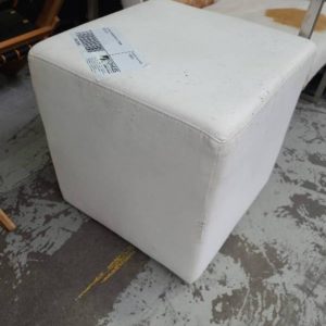 EX-HIRE SQUARE WHITE OTTOMAN SOLD AS IS