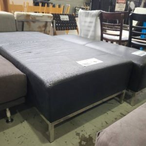 EX-HIRE BLACK RECTANGULAR OTTOMAN SOLD AS IS