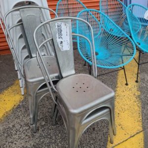 EX-HIRE GREY METAL CAFE CHAIR SOLD AS IS