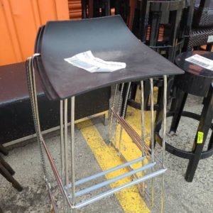 EX-HIRE BLACK PLASTIC STOOL WITH CHROME LEGS SOLD AS IS