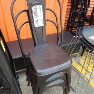 EX-HIRE BROWN METAL CAFE CHAIR SOLD AS IS