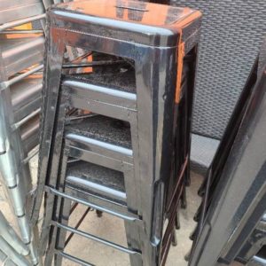 EX-HIRE BLACK METAL BAR STOOL SOLD AS IS