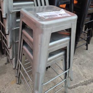 EX-HIRE GREY METAL BAR STOOL SOLD AS IS