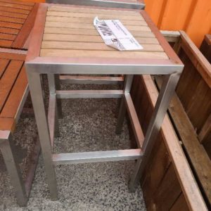 EX-HIRE LIGHT TIMBER BAR STOOL WITH METAL FRAME SOLD AS IS