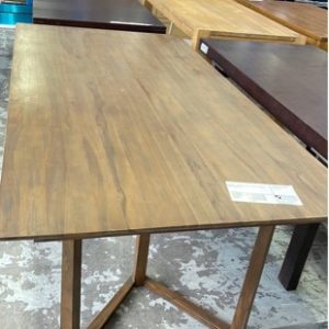 EX HIRE - TIMBER DINING TABLE 1980MM LONG SOLD AS IS