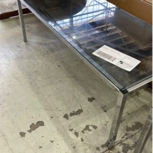 SECONDHAND - GLASS COFFEE TABLE SOLD AS IS