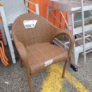 EX-HIRE BROWN RATTAN CHAIR SOLD AS IS