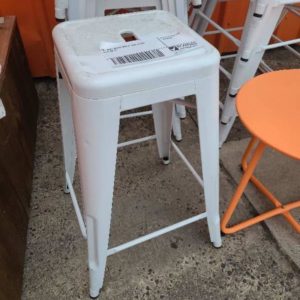 EX-HIRE WHITE METAL BAR STOOL SOLD AS IS