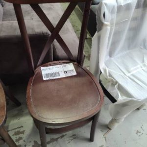 BRAND NEW WOODEN DINING CHAIR BROWN CROSS BACK ZS-W01BR
