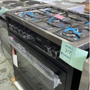 EX DISPLAY TECHNIKA BLACK TEG95TBK 900MM FREESTANDING OVEN DUEL FUEL WITH WOK WITH 3 MONTH WARRANTY RRP$1949