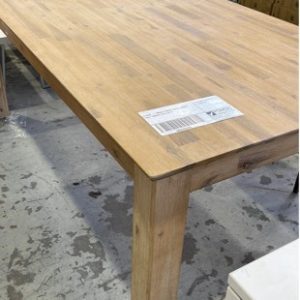 EX HIRE - TIMBER DINING TABLE 180MM LIGHT TIMBER SOLD AS IS