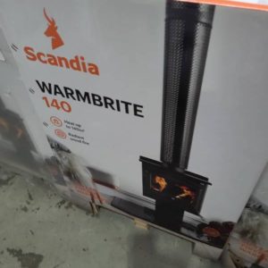 SCANDIA WARMBRITE 140 WOOD HEATER COMPACT & HEATS UP TO 140M2 TOP PANEL SURFACE CAN BE USED FOR COOKTOP RRP$1150 *CARTON DAMAGE STOCK* 3 MONTH WARRANTY SCWB140-20-10557
