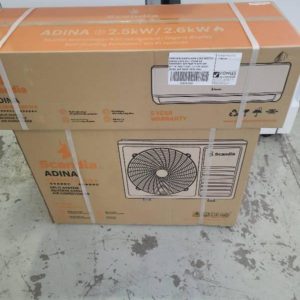 BRAND NEW SCANDIA ADINA 2.5KW INVERTER REVERSE CYCLE SPLIT SYSTEM AIR CONDITIONER WIFI ENABLED WITH WIFI APP FOR SMARTPHONE 5.5 STAR ENERGY RATING LOW INDOOR NOISE LEVEL