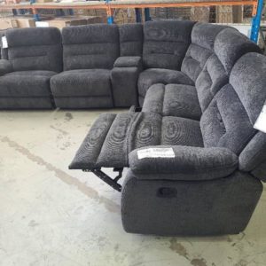 EX DISPLAY GRACE DELUXE CHARCOAL MODULAR COUCH WITH RECLINERS SOLD AS IS