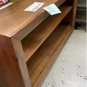 EX DISPLAY HOME FURNITURE - TIMBER HALLWAY SHELF SOLD AS IS SOLD AS IS