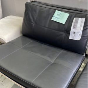 EX DISPLAY HOME FURNITURE - BLACK LEATHER ARMCHAIR SOLD AS IS SOLD AS IS