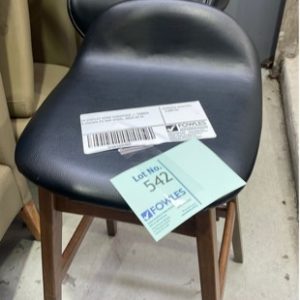 EX DISPLAY HOME FURNITURE - TIMBER & BROWN PU BAR STOOL SOLD AS IS