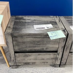 EX DISPLAY HOME FURNITURE - CHARCOAL TIMBER BEDSIDE TABLE SOLD AS IS