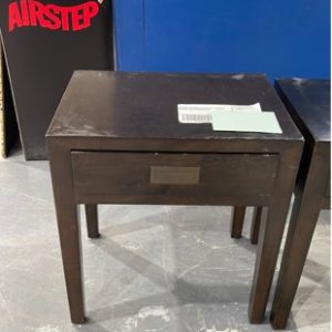 EX DISPLAY HOME FURNITURE - BROWN BEDSIDE TABLE SOLD AS IS