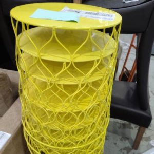 EX DISPLAY HOME FURNITURE - YELLOW METAL BEDSIDE TABLES SOLD AS IS