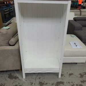 EX DISPLAY HOME FURNITURE - WHITE TIMBER BOOKSHELF SOLD AS IS