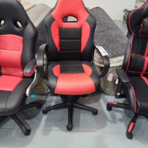 SAMPLE ITEM - BLACK/RED RACER CHAIR HEIGHT ADJUSTABLE RETAIL $99