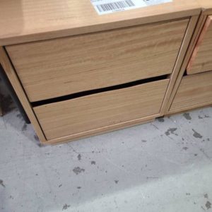 EX DISPLAY MESSMATE LUNA 2 DRAWER BEDSIDE TABLE NATURAL FINISH RRP$499 SOLD AS IS